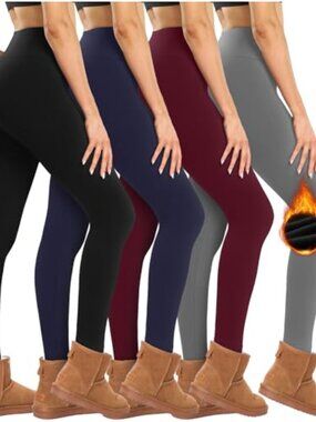 Fleece Lined High Waist Tummy Control Leggings Winter Yoga Running Tights Women